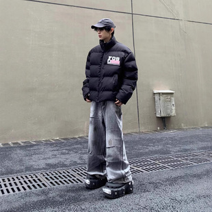 白菜coke美式复古简约冬季外套棉服男女新款休闲宽松加厚棉面包服