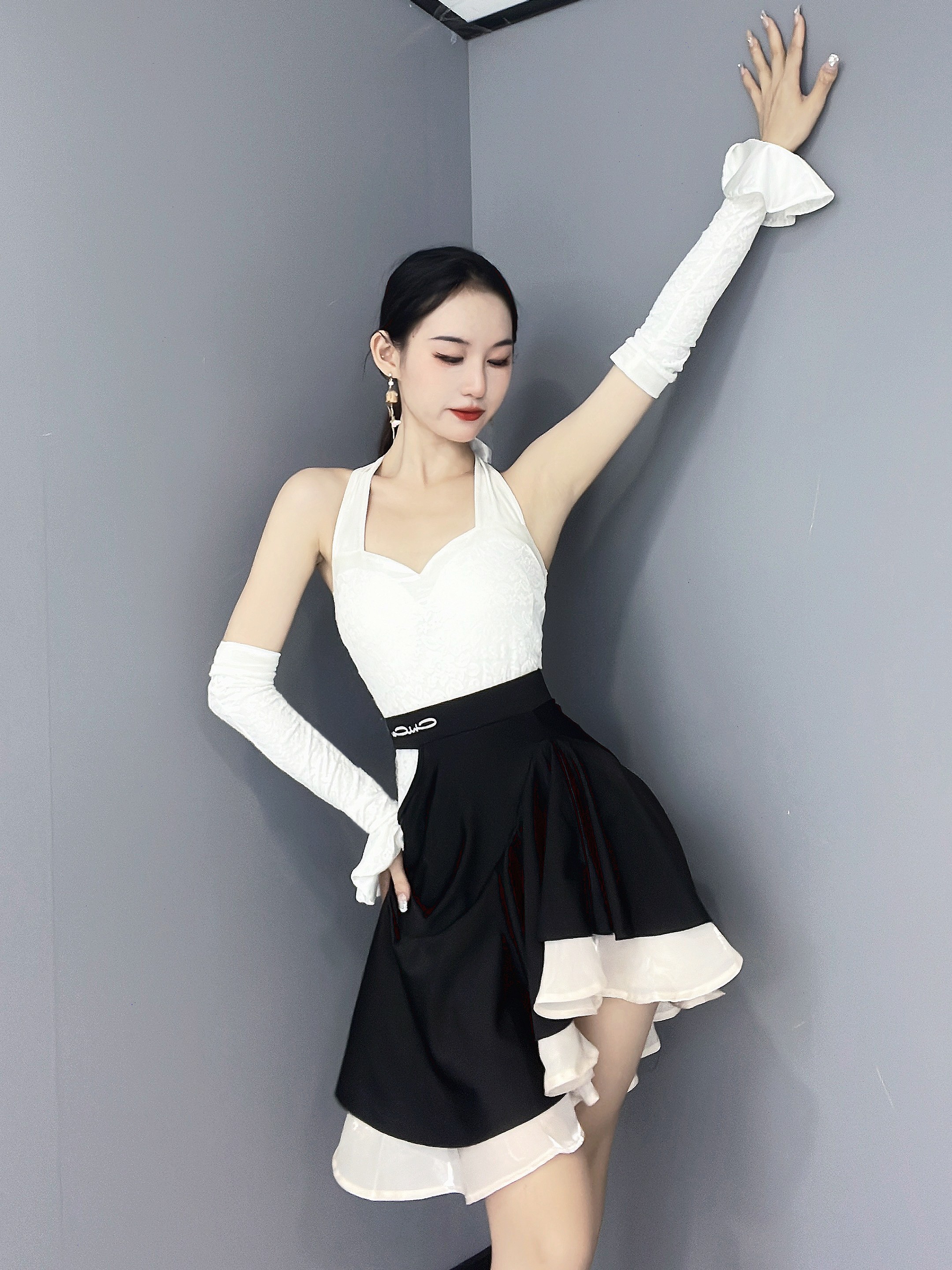 美辰拉丁舞服高级感专业蕾丝