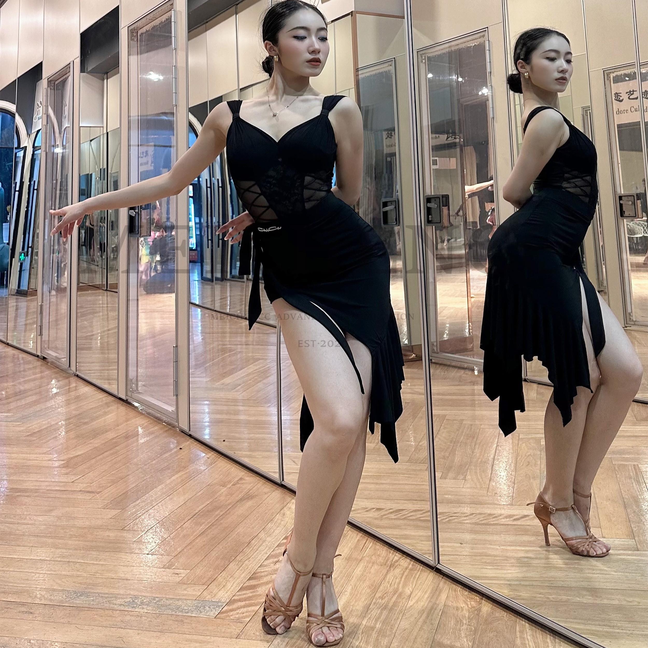 美辰拉丁舞高開叉魚尾裙顯瘦半裙