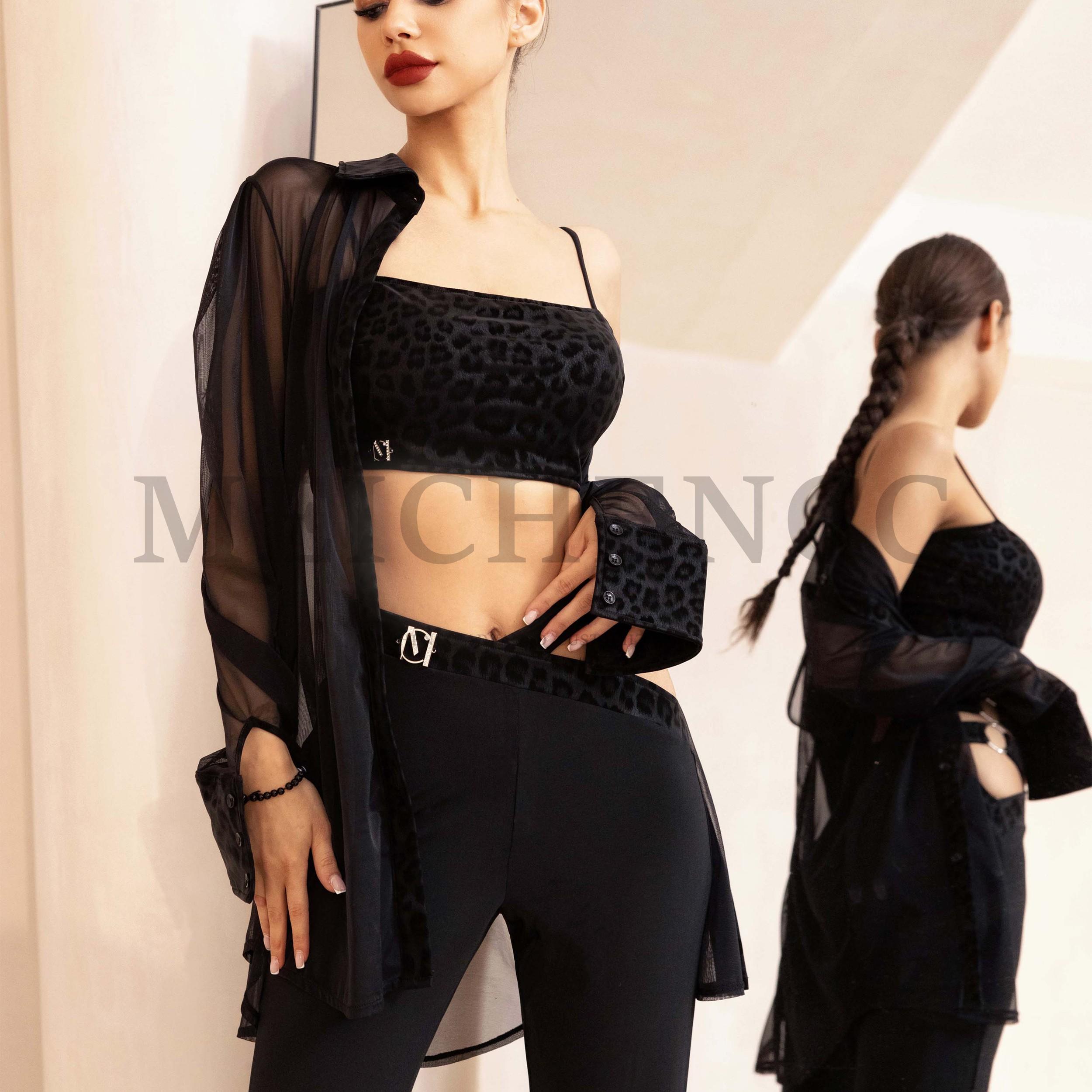 MEICHENCC拉丁舞褲豹紋教師褲女