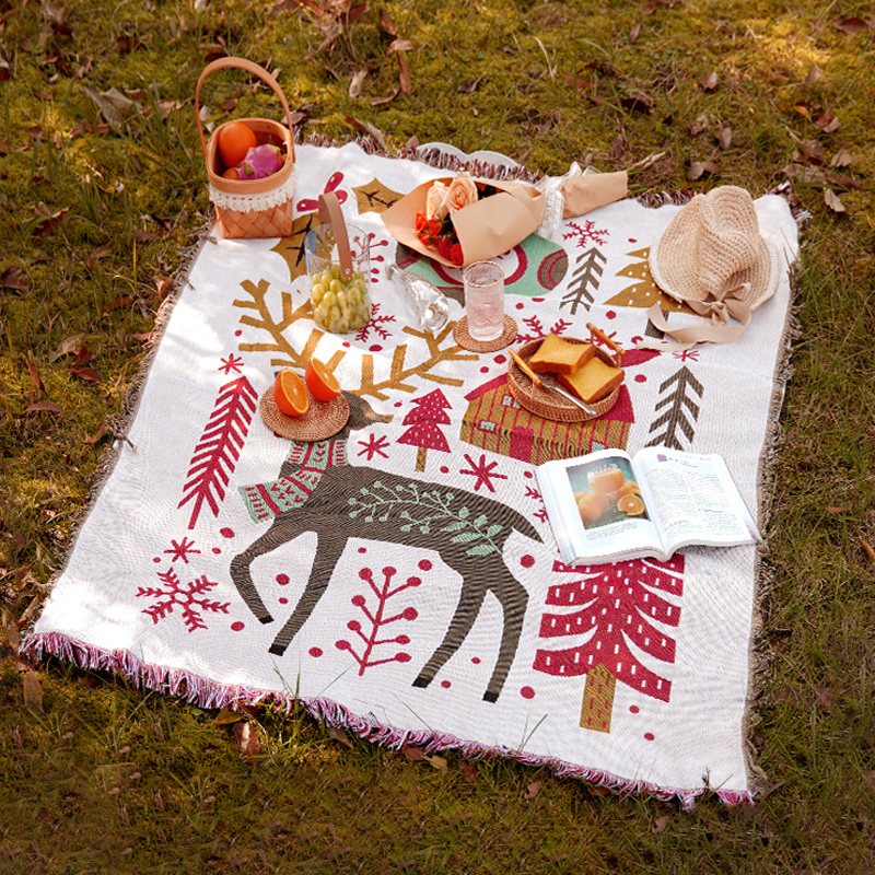 圣诞户外露营毯子网红加厚野餐垫