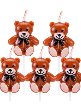 小熊蜡烛蛋糕装饰韩国ins可爱卡通小熊生日蜡烛儿童派对烘焙装扮