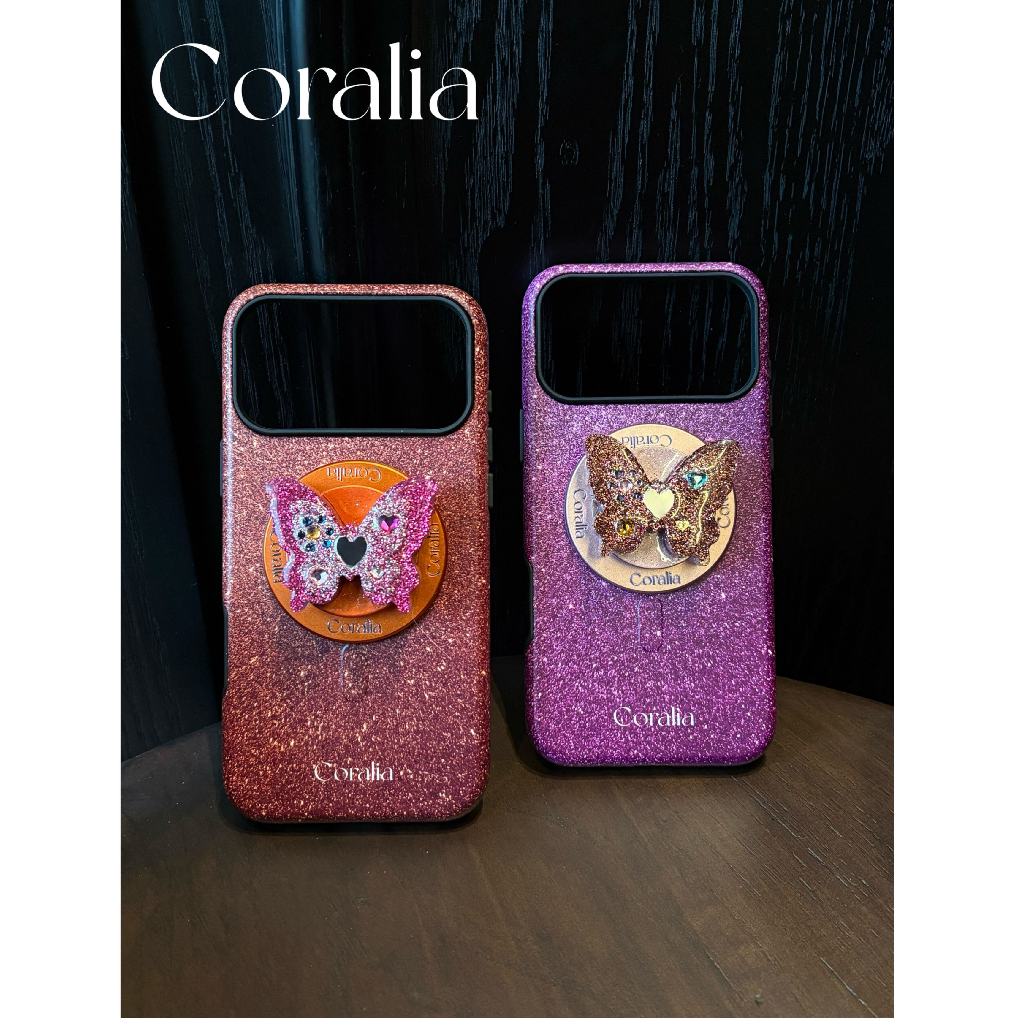 Coralia原创设计闪粉星空双色韩国进口菲林二合一磁吸手机壳全包金橘棕葡萄紫iphone17promax