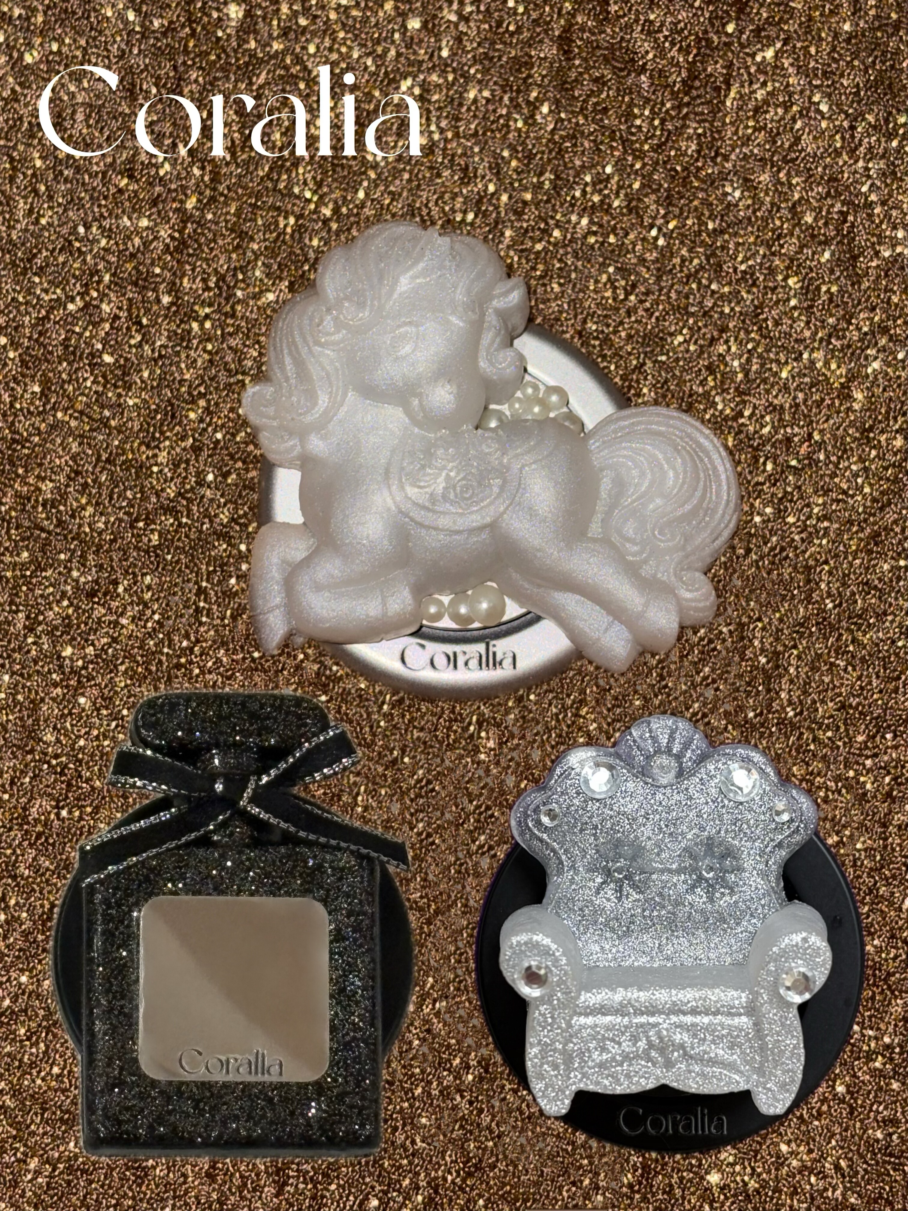 Coralia｜宫廷风闪粉珠光亮钻质感三色磁吸手机气囊支架立体浮雕,3C数码配件,手机支架/手机座,淘宝优惠券,粉丝福利购,淘宝优惠卷