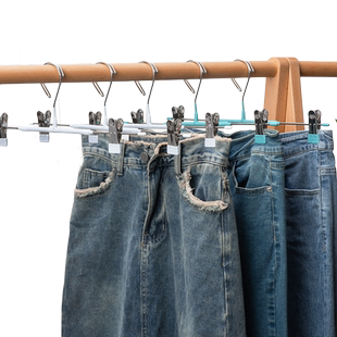 防风衣架裤架裤夹子自动卡扣晒裤子户外高楼防吹掉裙裤夹袜子晾架