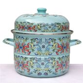 外贸加厚搪瓷双耳汤锅炖锅蒸锅煲汤锅熬中药锅电磁炉煤气炉通用