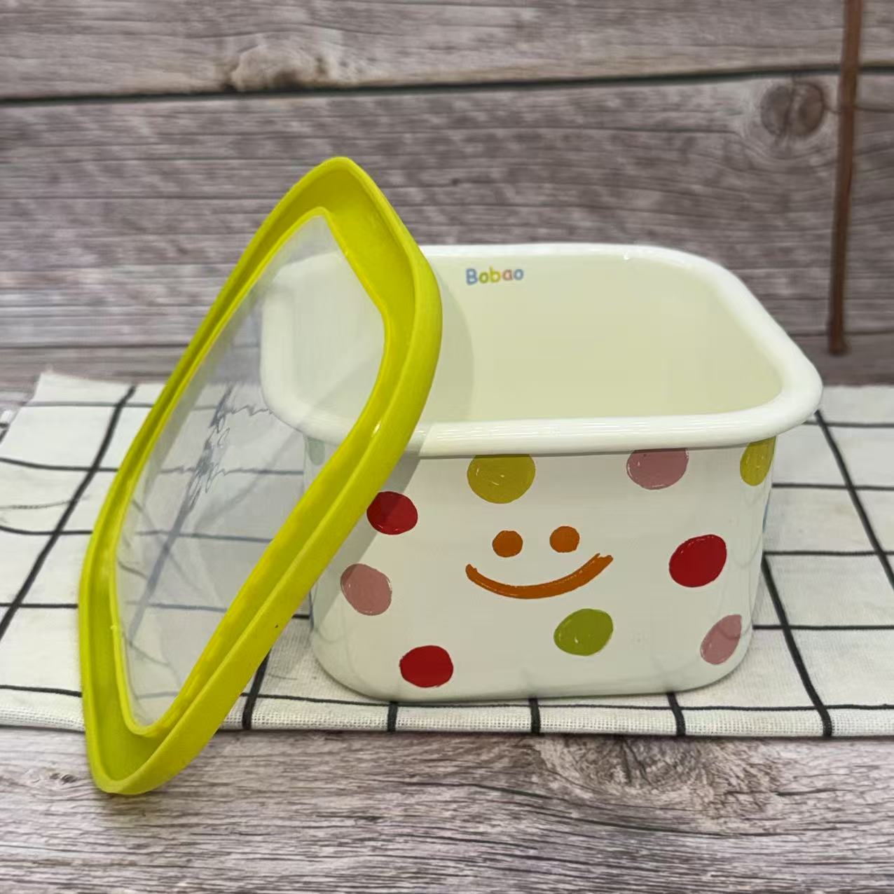 带盖搪瓷碗大号冰箱保鲜盘食品级新式珐琅个人专用加厚泡面非陶瓷