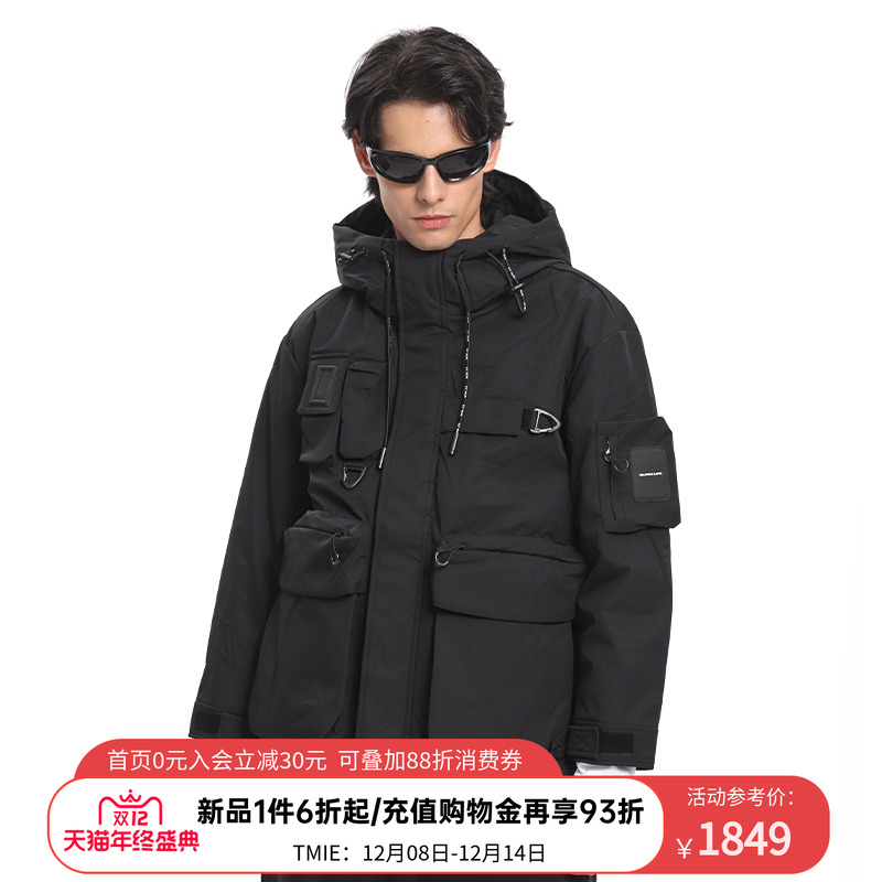 ACUPUNCTURE爱克佩特【宽松版】连帽短羽绒服工装风多口袋外套