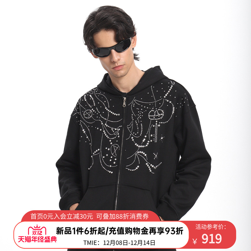 ACUPUNCTURE爱克佩特【宽松版】针织外套连帽拉链休闲卫衣开衫