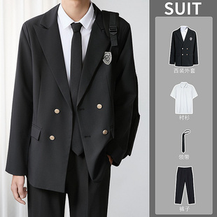 高级感dk痞帅西装套装垫肩西服春秋季免烫休闲班服预备校服外套潮
