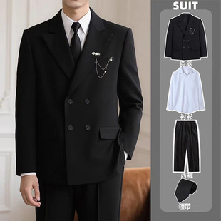 休闲西装男高级感痞帅套装春秋季新郎伴郎婚礼西服宴会主持外套潮