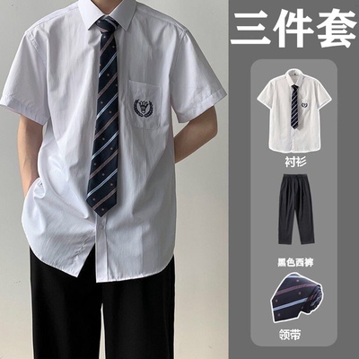 dk衬衫男短袖制服jk白衬衣学院风