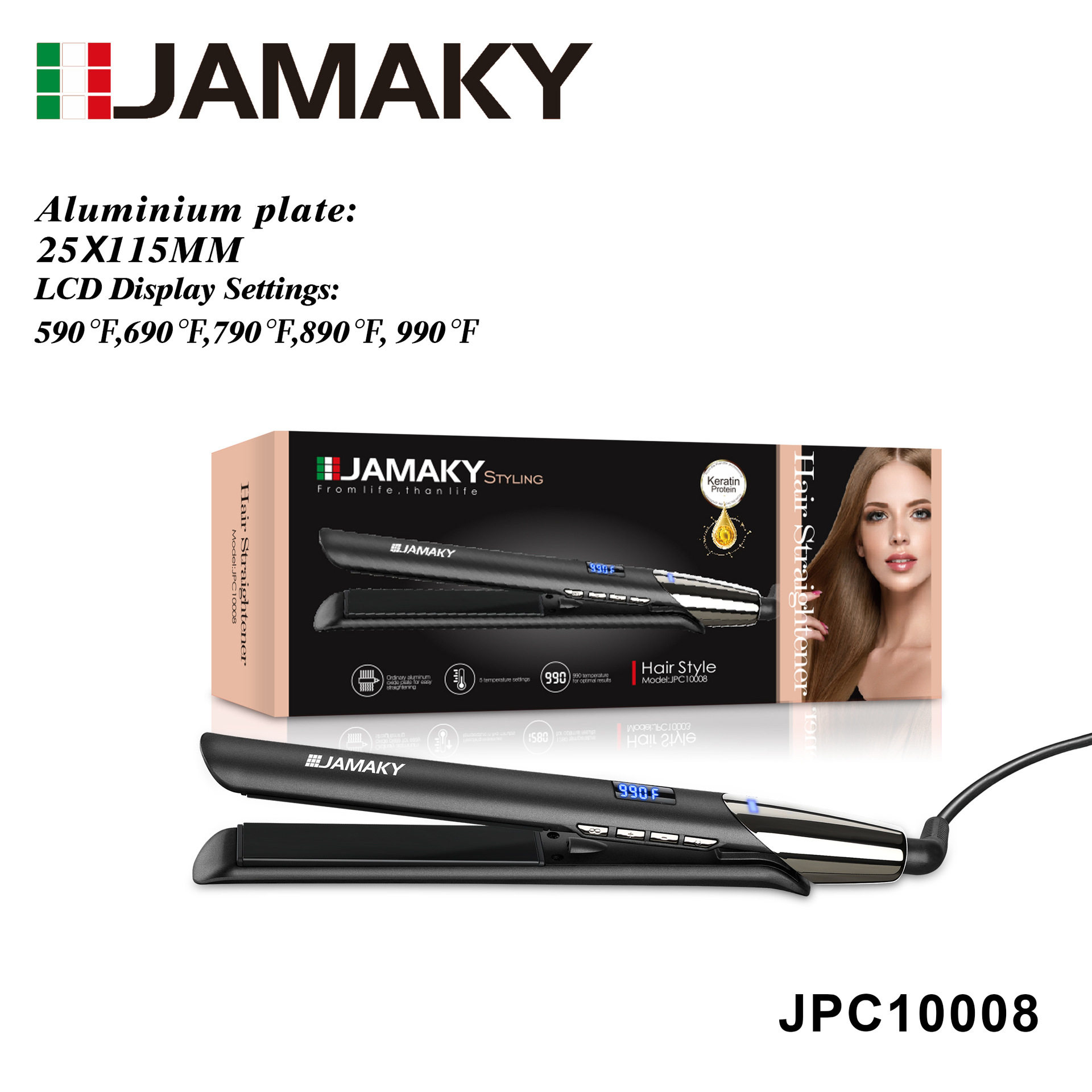 JAMAKY 家用夹板直发卷发两用直板夹波浪卷发调温直发器拉直头发