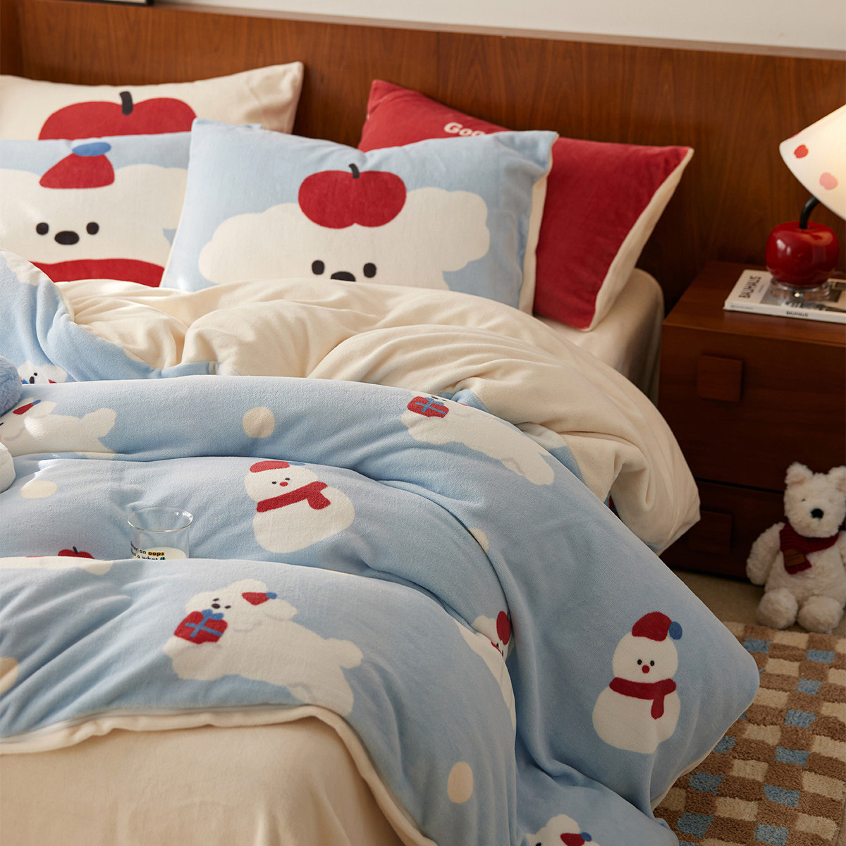 多喜爱被套单件秋冬加厚暖绒被罩卡通法兰绒被子套被袋冬日童话