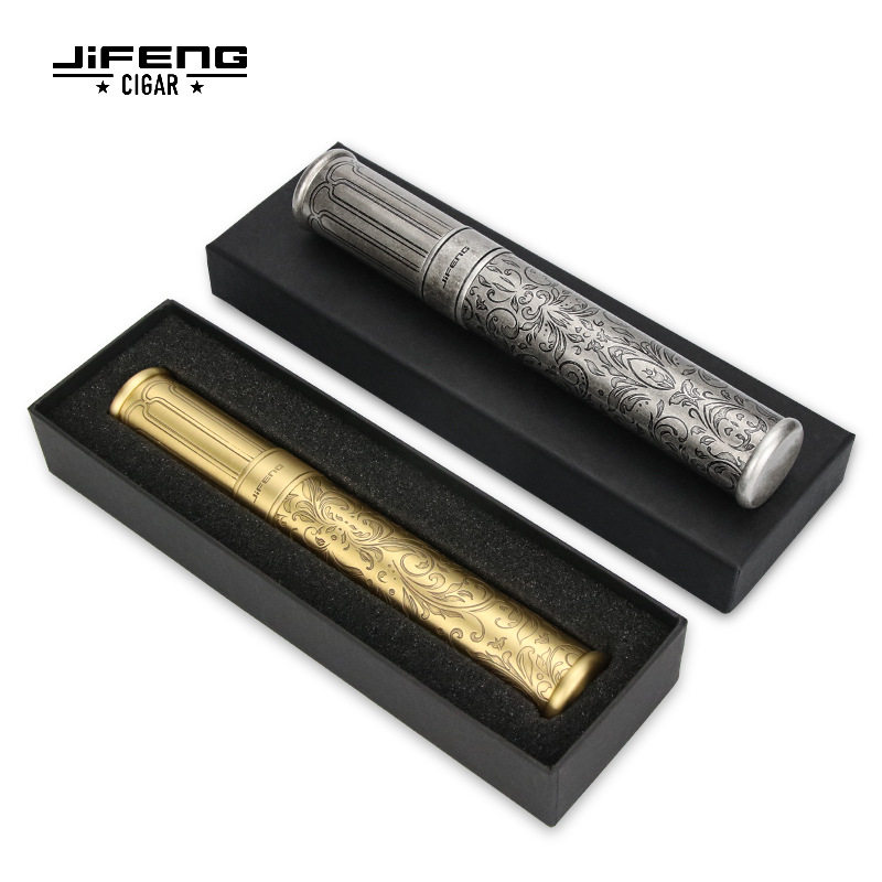 JIFENG季风雪茄保湿管便携雪茄盒套筒罐随身旅行密封锁湿烟具礼盒