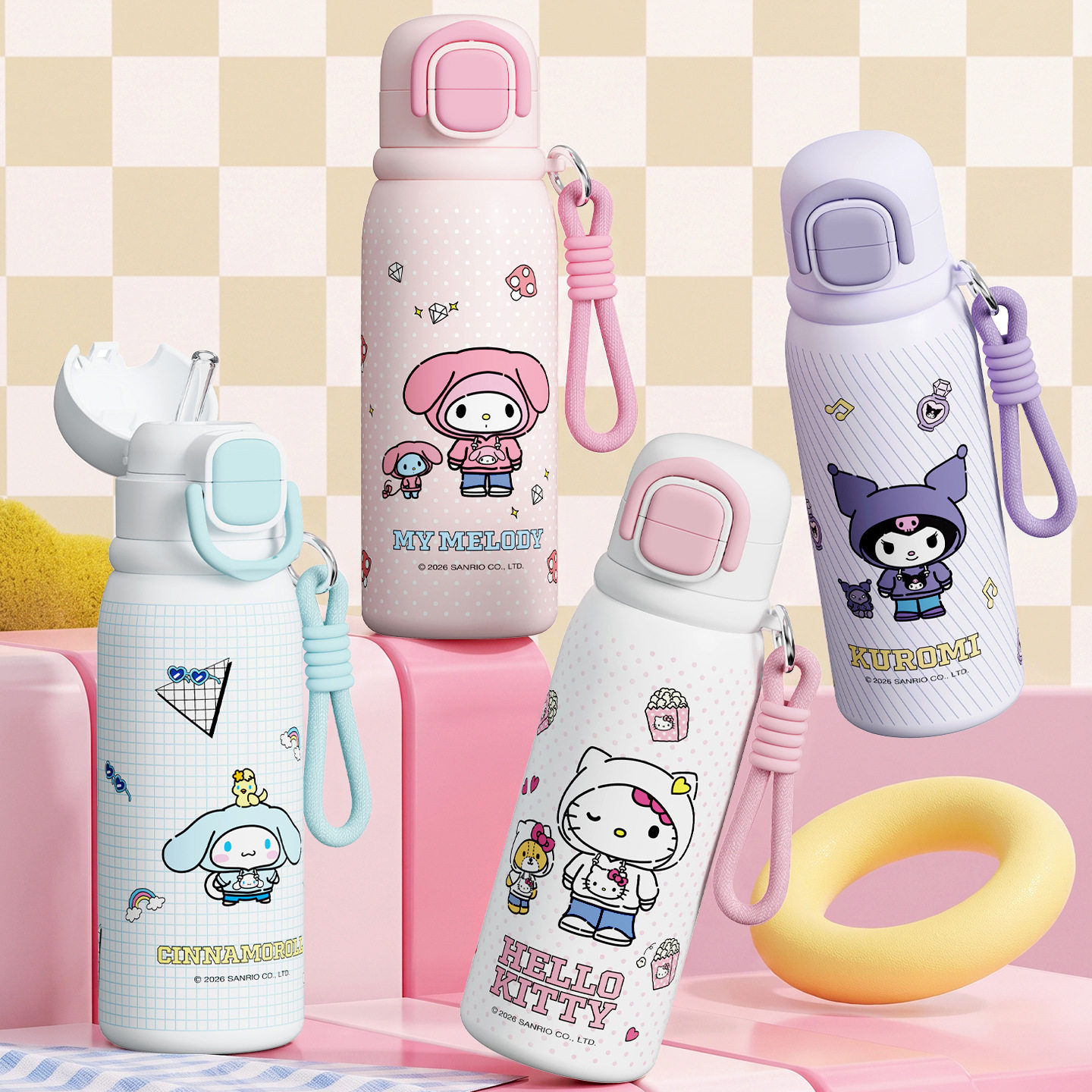 三丽鸥HelloKitty保温杯便携双饮学生水杯可爱卡通女生款送人礼物