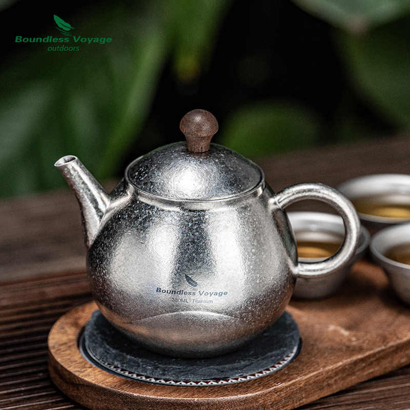 必唯纯钛冰花茶壶大容量泡茶壶功夫茶具抗菌健康家用野营露营茶具