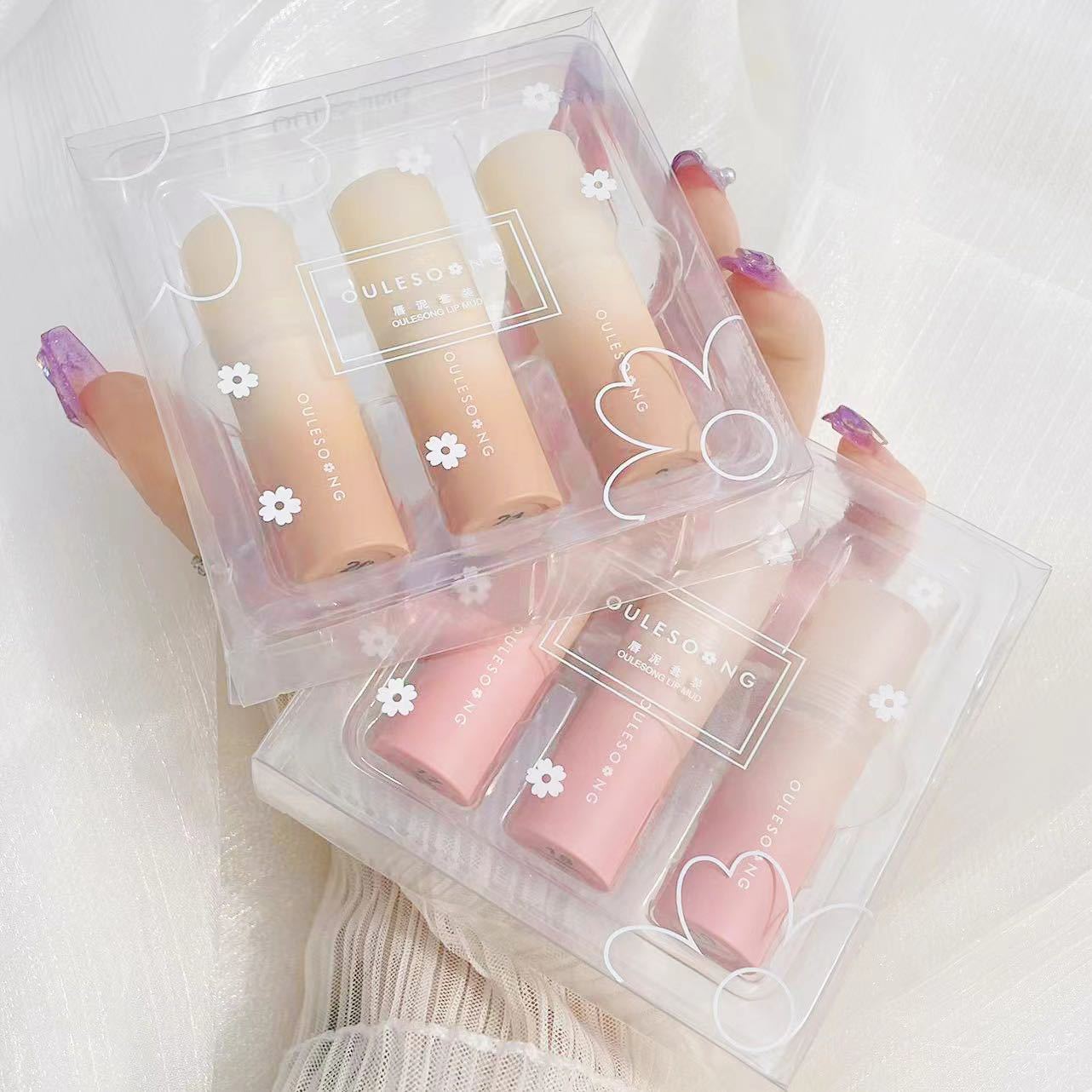 新款 小奶泥唇泥哑光雾面口红礼盒唇釉套装显白打底唇彩学生女