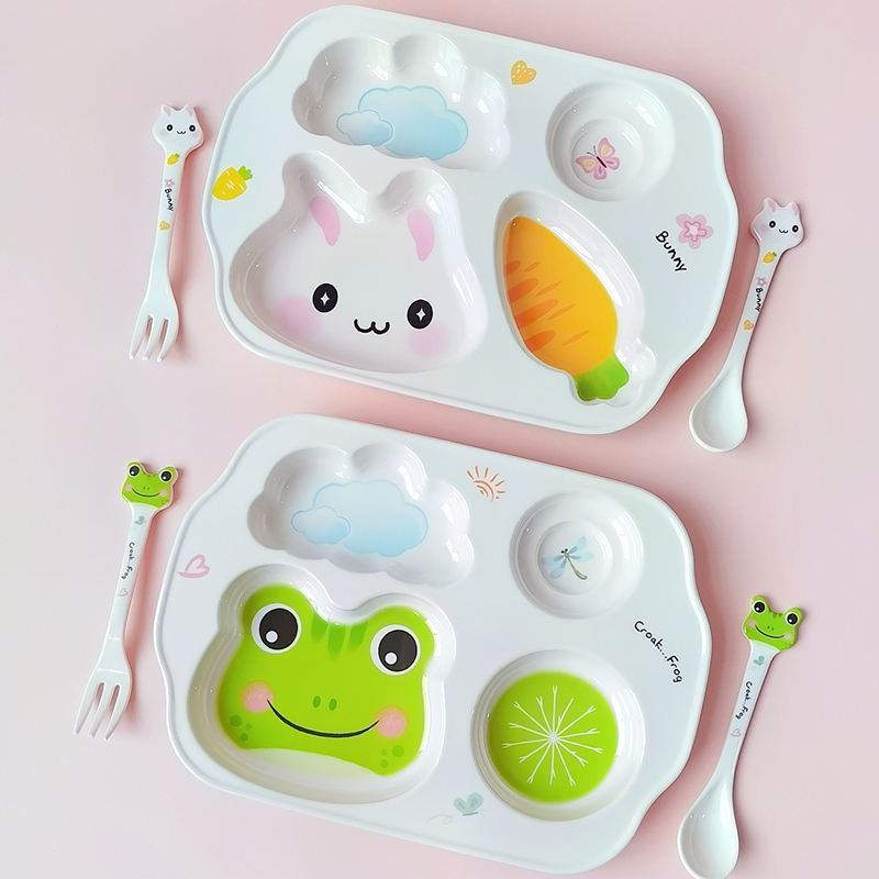 儿童餐盘食品级分格卡通兔子吃饭饭盘女孩幼儿园专用希尔宝宝餐具