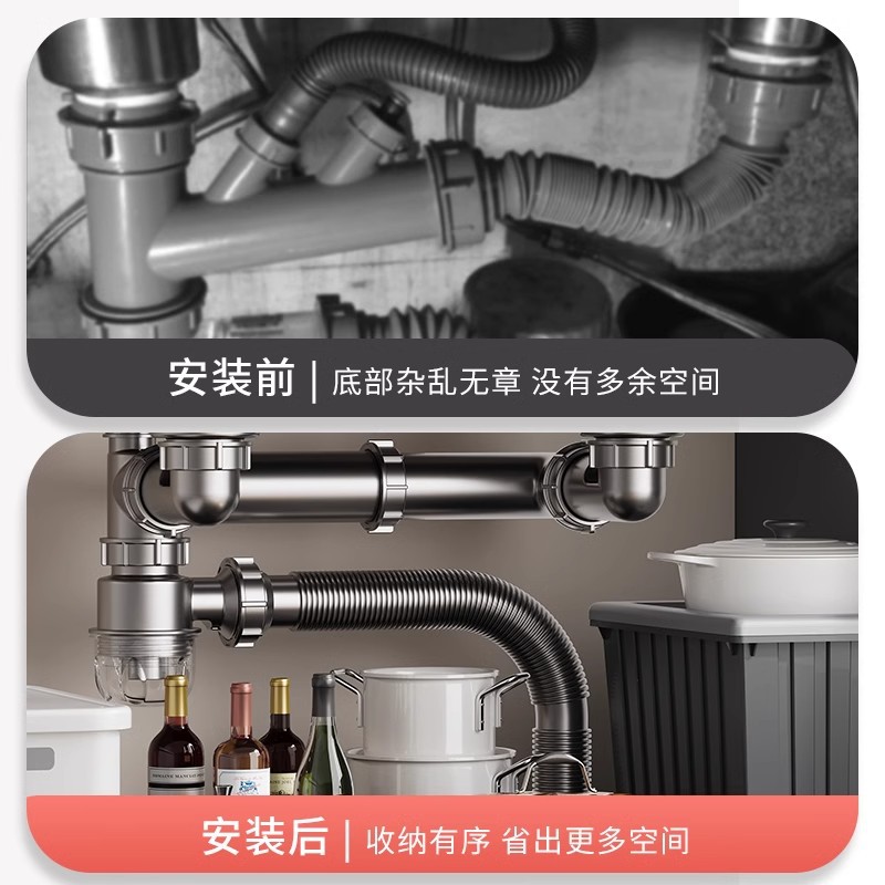 厨房水槽下水防堵防臭管