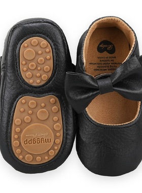 宝宝款0-1岁婴儿公主鞋蝴蝶结PU软底学前鞋不掉春秋公主学步风