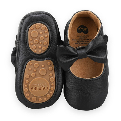 春秋款01岁婴儿蝴蝶结鞋学步PU软