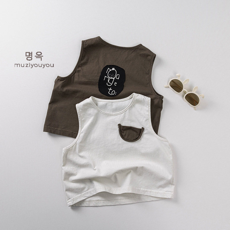 miki风儿童清凉背心2026夏新款宝宝韩版男女日系纯棉无袖T恤