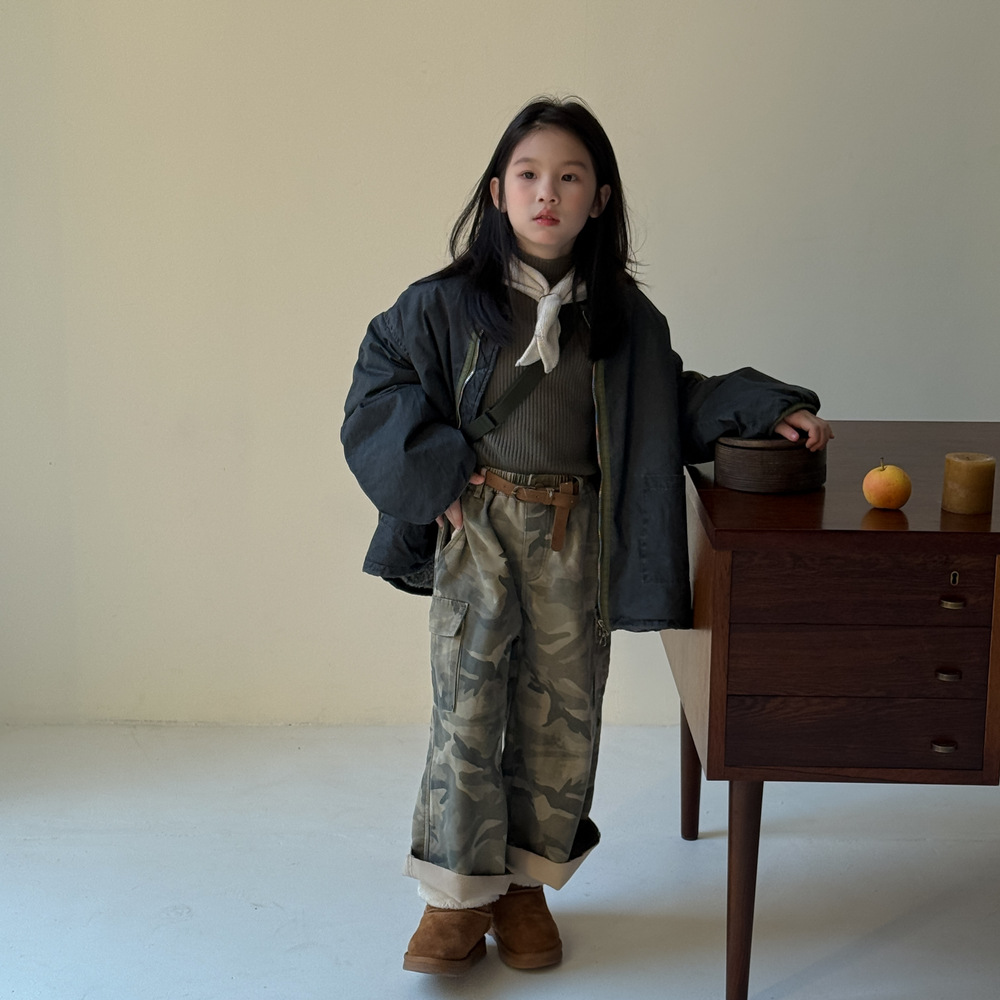 童外套夹克秋冬韩版女2025后背拉链立体口袋牛仔加绒宝宝外套