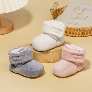 0-1岁冬款婴儿学步软底加绒加厚新生儿学前鞋男女加绒鞋子