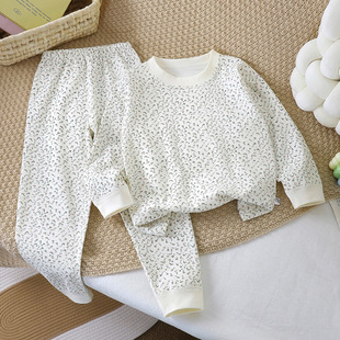 儿童家居服纯棉内衣套装秋冬新款中大童40男女童卡通精梳睡衣