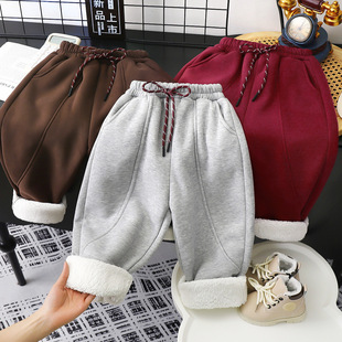 裤子加厚加绒男童宽松休闲加绒裤女童冬季韩版运动裤百搭外穿
