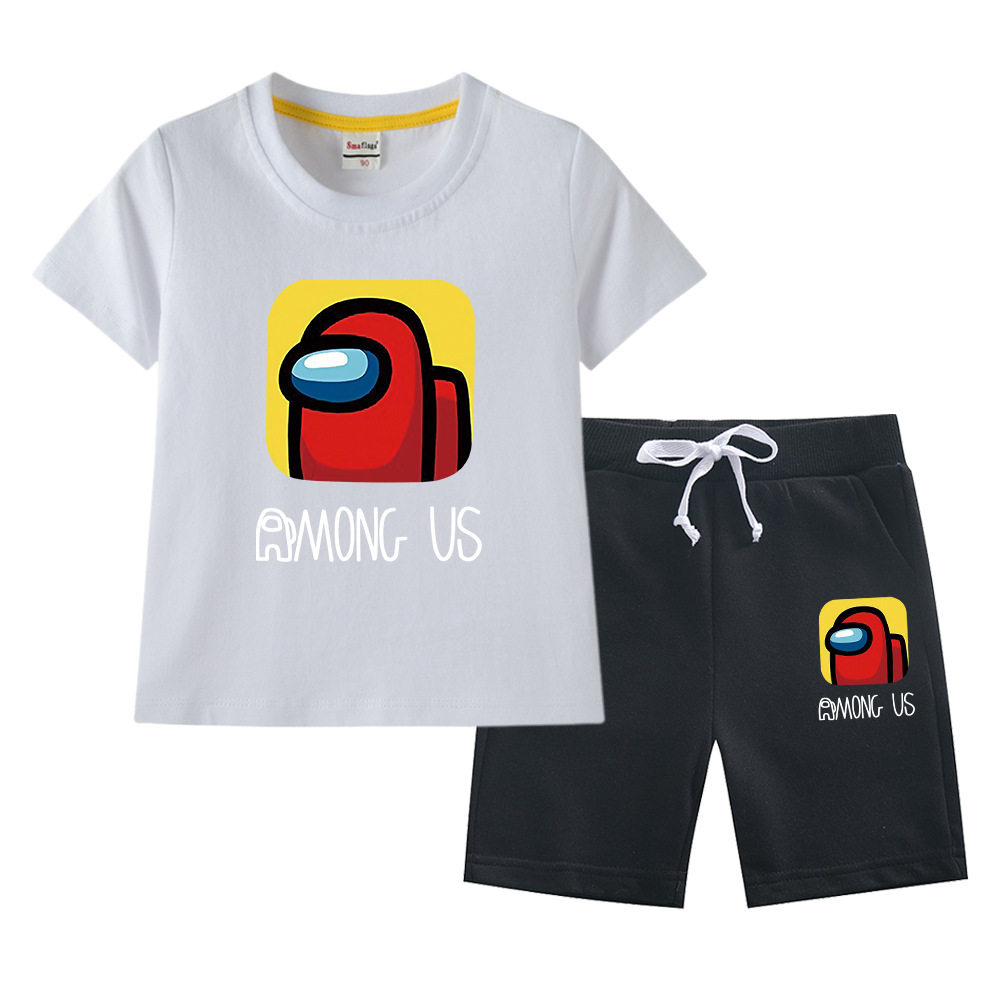 纯棉夏季套装儿童男女童夏装2023新款圆领短袖t恤五分裤休闲2件套