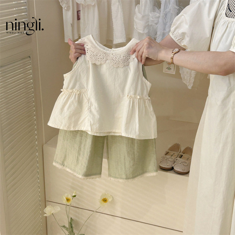 柠里夏装洋气套装新款儿童女童背心裤子两件套小女孩休闲夏季衣服