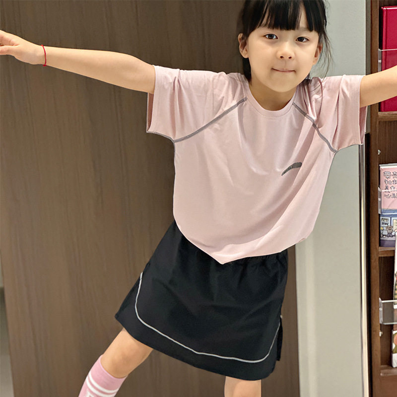 儿童速干休闲夏天男童透气T恤女童运动上衣中大童网眼吸汗短袖新