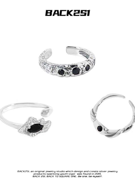 小众原创黑色锆石戒指ins