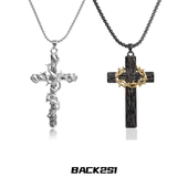 新款 荆棘十字架项链藤条皇冠缠绕设计潮酷辣妹高级感毛衣锁骨链