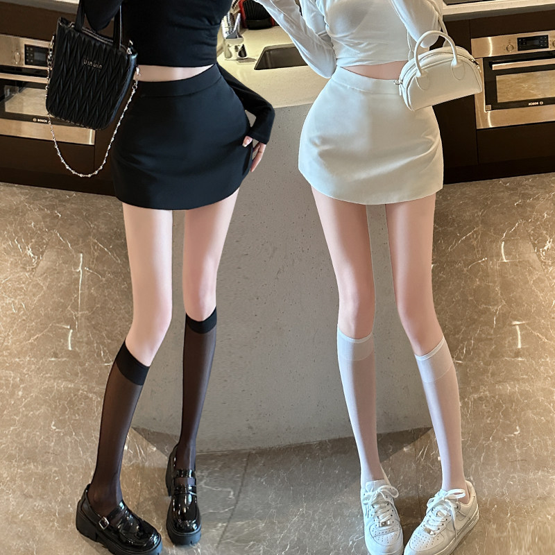 白色西装半身裙女2024新款夏季高腰小个子性感开叉a字包臀短裙裤