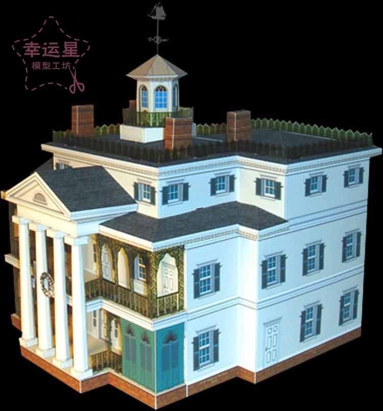 万圣节3d纸模型之鬼屋neworleanssquare建筑3d纸模型