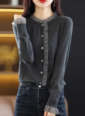 秋冬新款针织打底女灰色长袖T恤洋气时尚短款上衣时髦内搭1111h