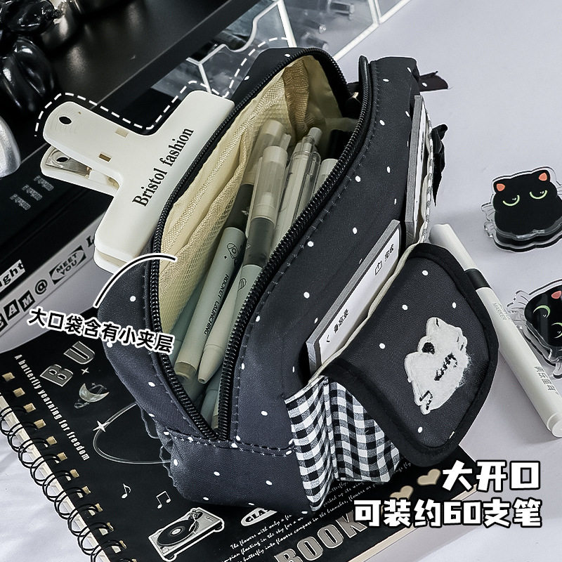 新款蝴蝶结星点格笔袋可