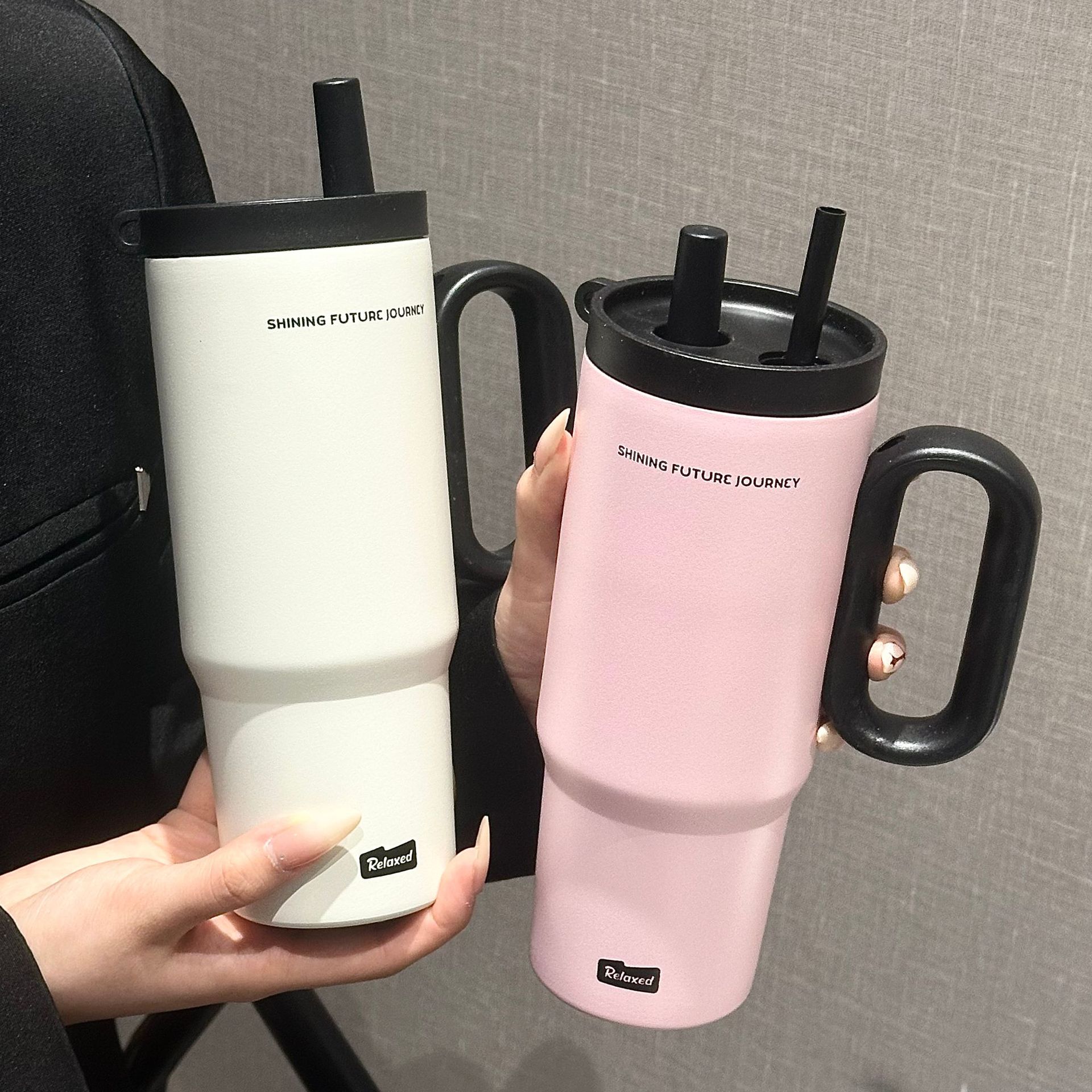 保温水杯316不锈钢吸管大