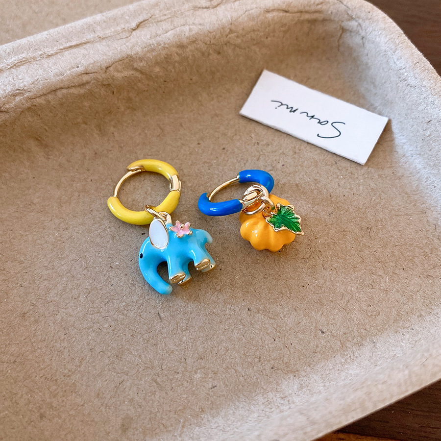 多巴胺小象南瓜耳环女2025年新款