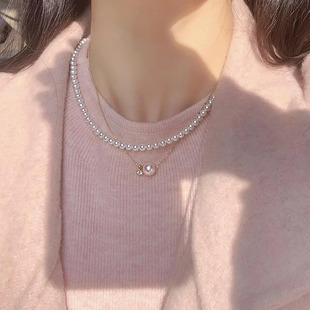 仿珍珠项链女款2025新款气质叠戴锁骨链高级感轻奢小众百搭颈链夏