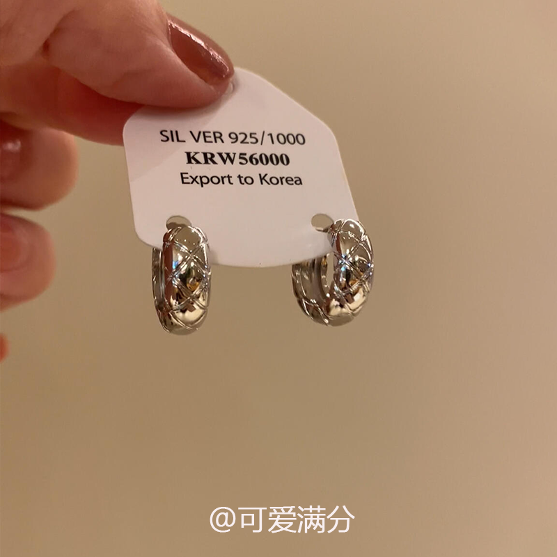 银色菱格圈圈耳环2024新款爆款