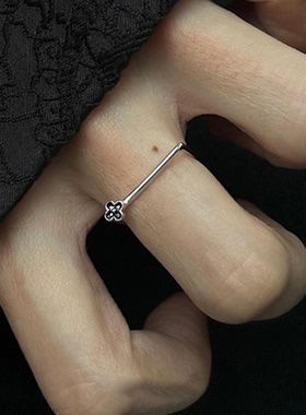 复古黑色花朵戒指女2026新款小众设计冷淡风食指戒轻奢高级感指环