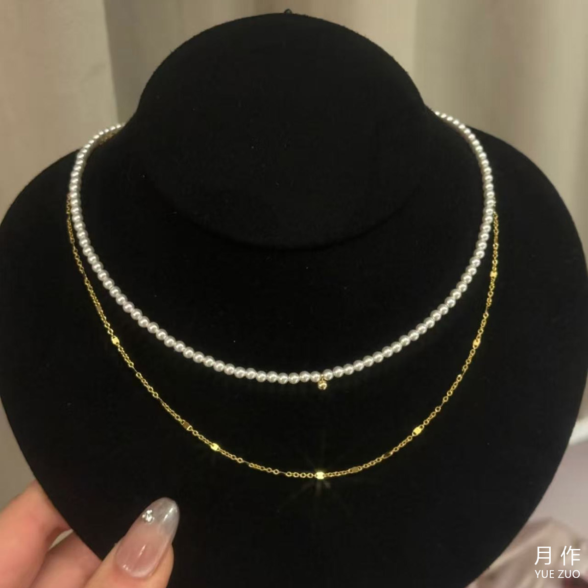 法式极细仿珍珠锁骨项链女2025