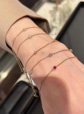 极细仿红宝石蛇骨手链女轻奢小众