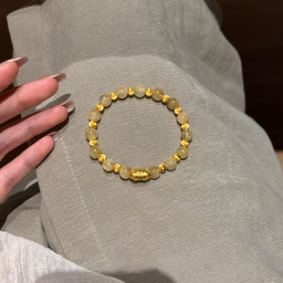 仿金发晶猫咪串珠手串女款2025新款高颜值手链轻奢小众精致高级感