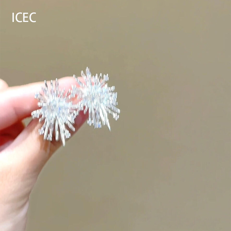 银色爆闪烟花耳钉2025年新款爆款