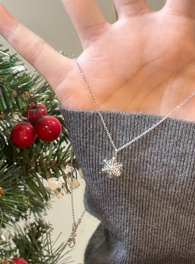 银色雪花吊坠秋冬毛衣链大气高档